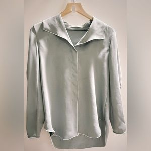 Babaton Aritzia Long Sleeve RENA Shirt Blouse Top White Piping